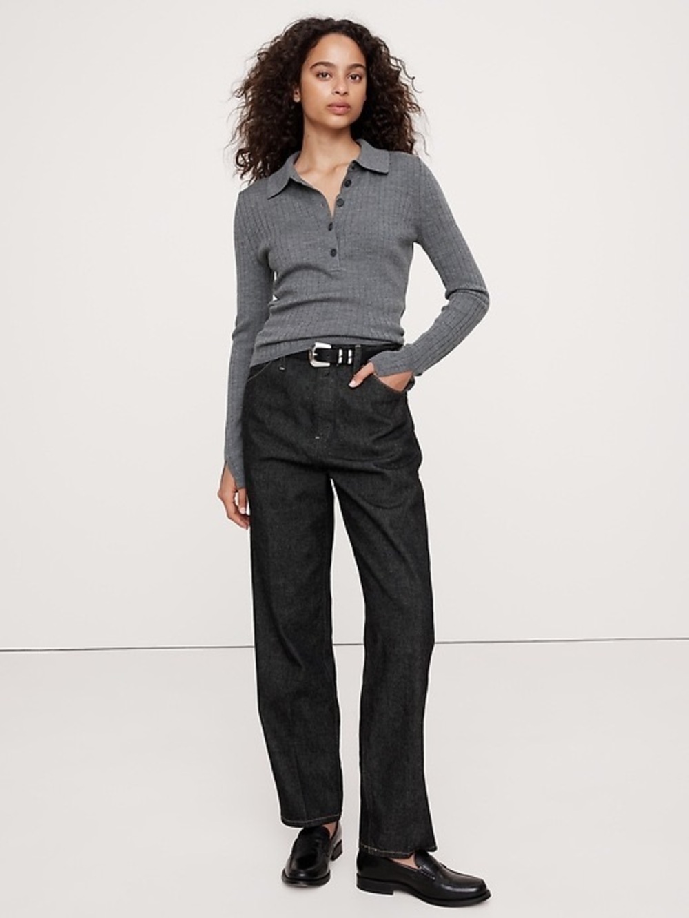 Banana Republic RIBBED MERINO SWEATER POLO